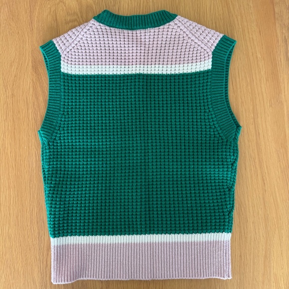 UNIQLO x MARNI knit V-neck vest Women green & pink, SMALL - Picture 2 of 4
